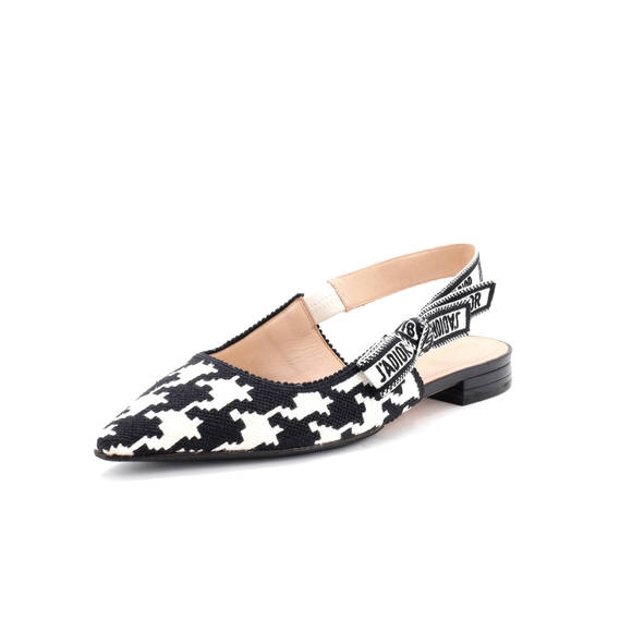 Christian Dior Shoes - Christian Dior Women's J'adior Slingback Flats Houndstooth Embroidered Cotton